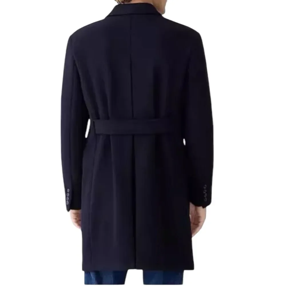 J Crew Coat Mens XXL Long Navy Wool Ludlow Topcoat‎ Heavyweight Peak Lapel BS472